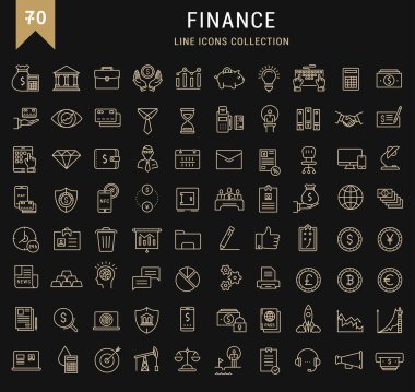 Set Vector Flat Line Icons Finance clipart