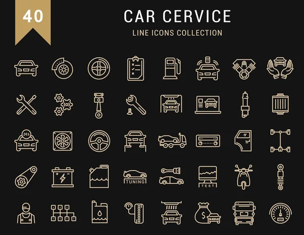 Set vetor linha plana ícones de serviço de carro —  Vetores de Stock