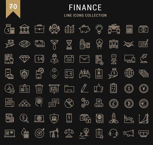 Set Vector Flat Line Icons Finance — Stock Vector