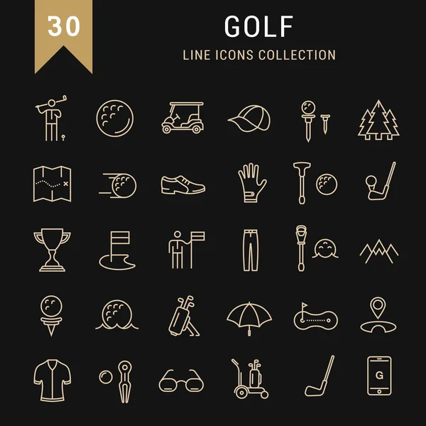 Set Vector Flat Line Iconos Golf — Vector de stock