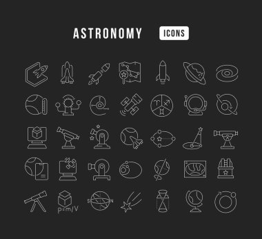 Astronomi. Web tasarımı, uygulama ve en modern projeler için son derece ince simgelerin toplanması. Kategori Eğitimi için İşaret Çantası.