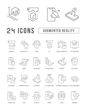 Augmented Reality. Collection of perfectly thin icons for web design, app, and the most modern projects. The kit of signs for category Technology. clipart