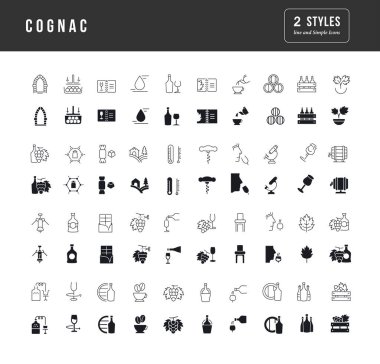 Konyak mı? Web tasarımı, uygulama ve en modern projeler için son derece basit monokrom simgelerinin toplanması. Kategori yiyecek ve içecek için evrensel klasik işaretler paketi.