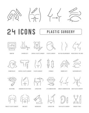 Plastic Surgery. Collection of perfectly thin icons for web design, app, and the most modern projects. The kit of signs for category Medicine. clipart