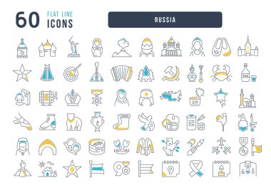 Russia. Collection of perfectly thin icons for web design, app, and the most modern projects. The kit of signs for category Countries and Cities. clipart