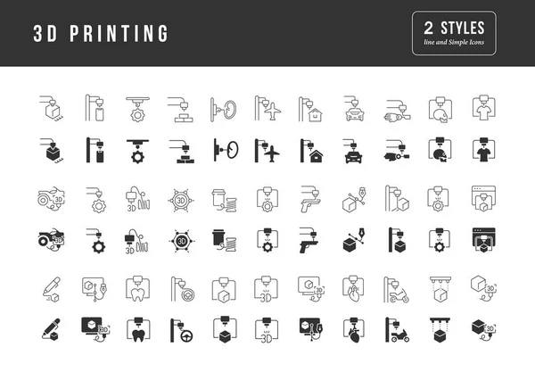 Printen Verzameling Van Perfect Eenvoudige Monochrome Iconen Voor Webdesign App — Stockvector