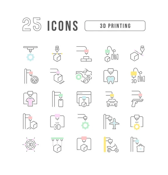 Druck Sammlung Perfekt Dünner Icons Für Webdesign App Und Die — Stockvektor