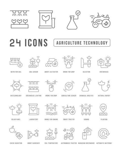 Tecnología Agrícola Colección Iconos Perfectamente Delgados Para Diseño Web Aplicación — Vector de stock