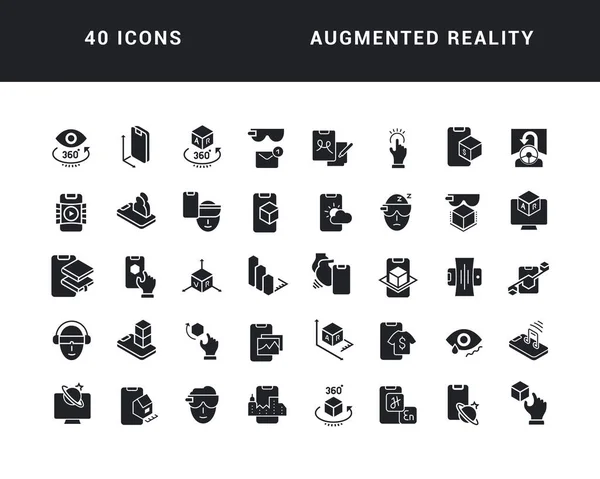 Realidad Aumentada Colección Iconos Monocromáticos Perfectamente Simples Para Diseño Web — Vector de stock