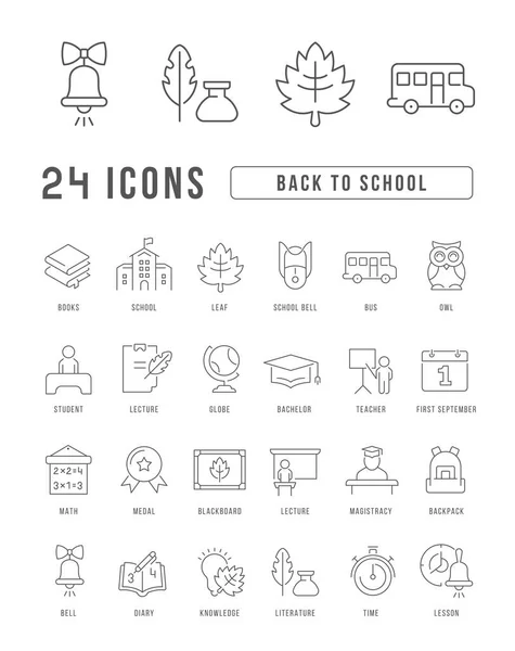 Vuelta Escuela Colección Iconos Perfectamente Delgados Para Diseño Web Aplicación — Vector de stock