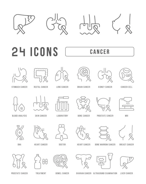 Cáncer Colección Iconos Perfectamente Delgados Para Diseño Web Aplicación Los — Vector de stock