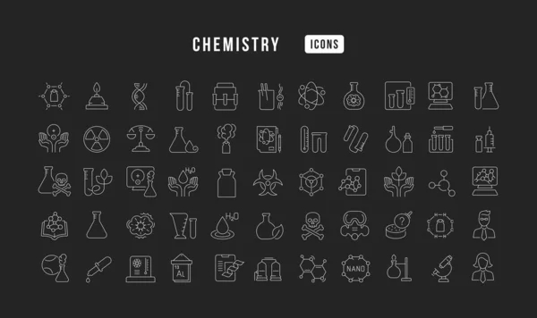 化学だ Webデザイン アプリ および最も近代的なプロジェクトのための完全に薄いアイコンのコレクション カテゴリ教育のための標識のキット — ストックベクタ