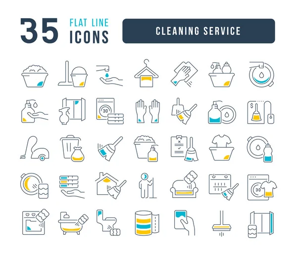 Servicio Limpieza Colección Iconos Perfectamente Delgados Para Diseño Web Aplicación — Vector de stock