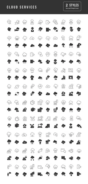 Cloud Services Sammlung Vollkommen Einfacher Monochromer Symbole Für Webdesign App — Stockvektor