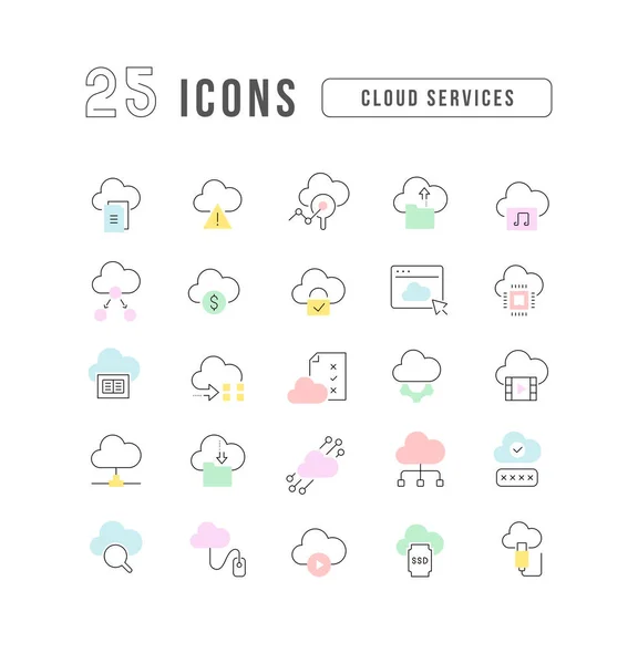 Cloud Services Collection Perfectly Thin Icons Web Design App Most — Stock Vector