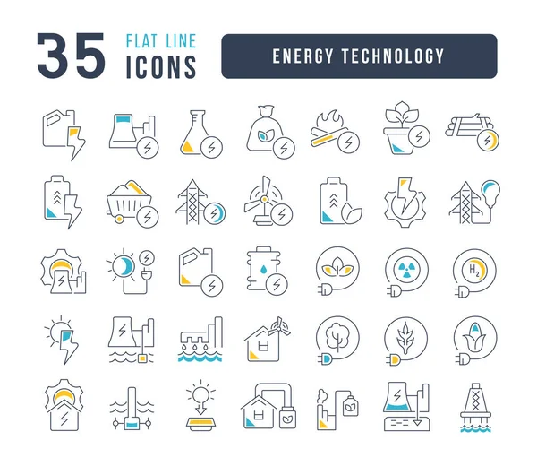 Tecnología Energética Colección Iconos Perfectamente Delgados Para Diseño Web Aplicación — Vector de stock
