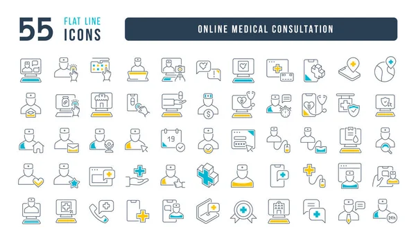 Consulta Médica Línea Colección Iconos Perfectamente Delgados Para Diseño Web — Vector de stock