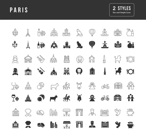 Conjunto Ícones Simples Paris —  Vetores de Stock