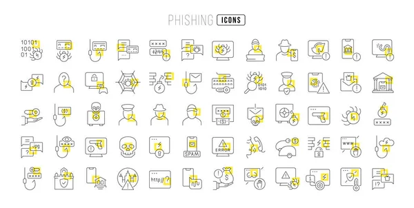 Phishing Verzameling Van Perfect Dunne Pictogrammen Voor Webdesign App Meest — Stockvector