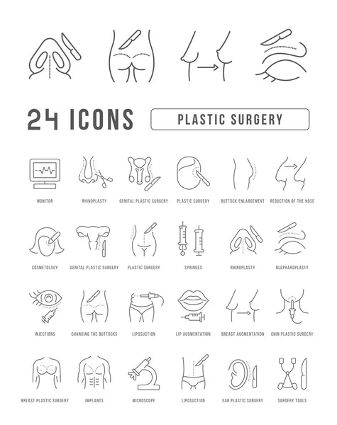 Plastische Chirurgie Verzameling Van Perfect Dunne Pictogrammen Voor Webdesign App — Stockvector