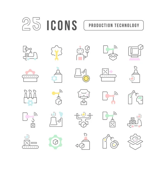 Tecnología Producción Colección Iconos Perfectamente Delgados Para Diseño Web Aplicación — Vector de stock