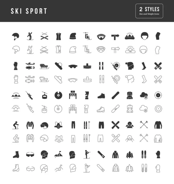 Skisport Sammlung Vollkommen Einfacher Monochromer Symbole Für Webdesign App Und — Stockvektor