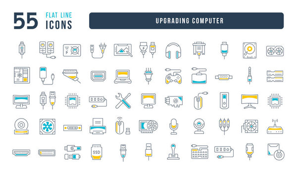 Обновление компьютера. Коллекция совершенно тонких иконок для веб-дизайна, приложений и самых современных проектов. Набор знаков для категории Технологии.