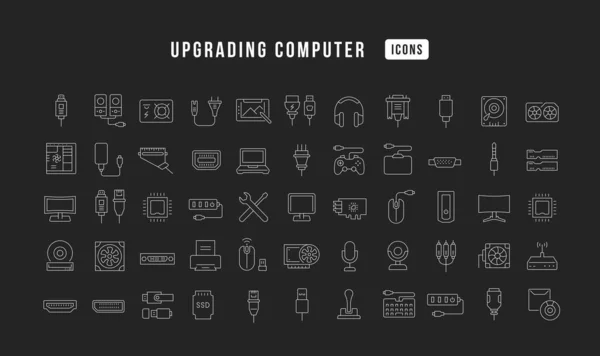 Computer Aufrüsten Sammlung Perfekt Dünner Icons Für Webdesign App Und — Stockvektor