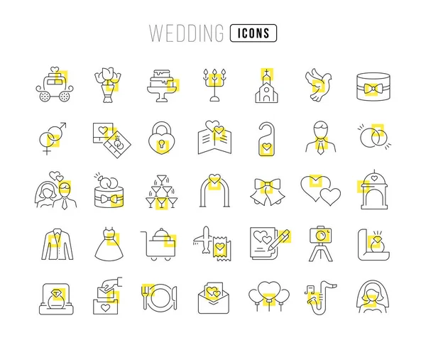 Matrimonio Collezione Icone Perfettamente Sottili Web Design App Progetti Più — Vettoriale Stock