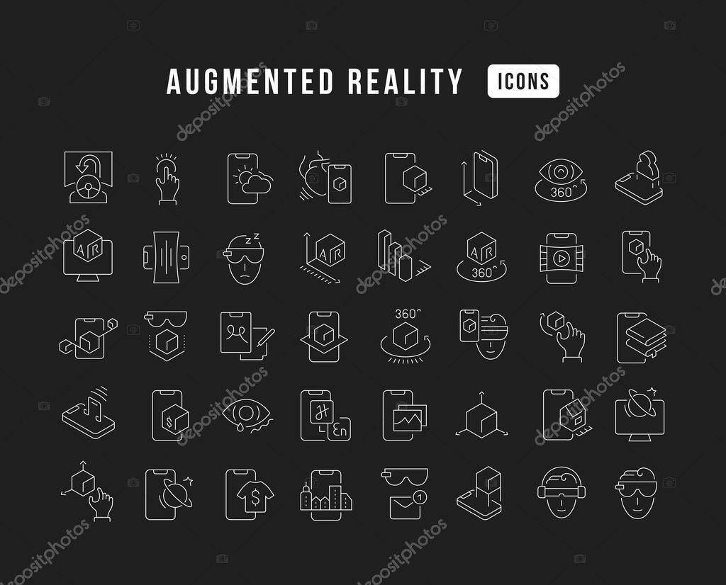 Augmented Reality. Collection of perfectly thin icons for web design, app, and the most modern projects. The kit of signs for category Technology.