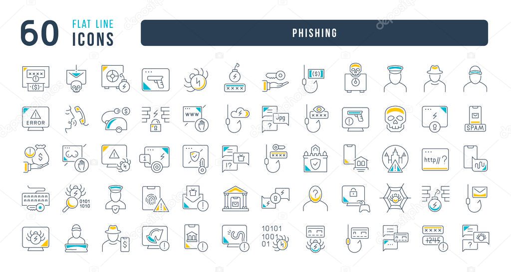 Phishing. Collection of perfectly thin icons for web design, app, and the most modern projects. The kit of signs for category Technology.