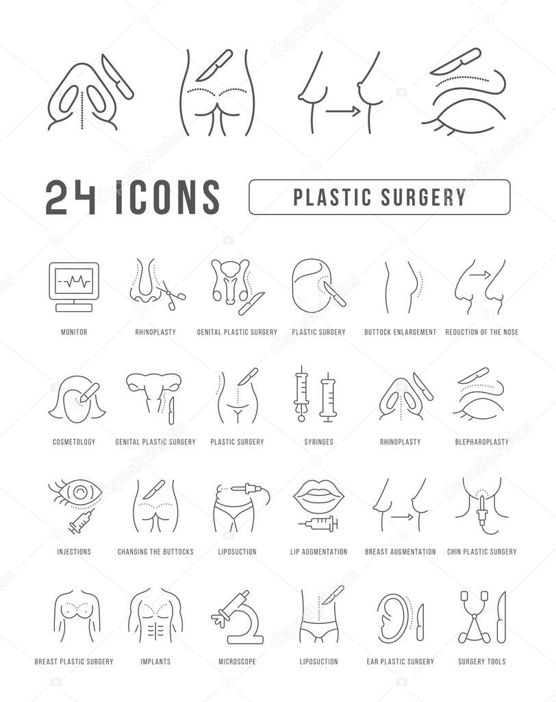 Plastic Surgery. Collection of perfectly thin icons for web design, app, and the most modern projects. The kit of signs for category Medicine.