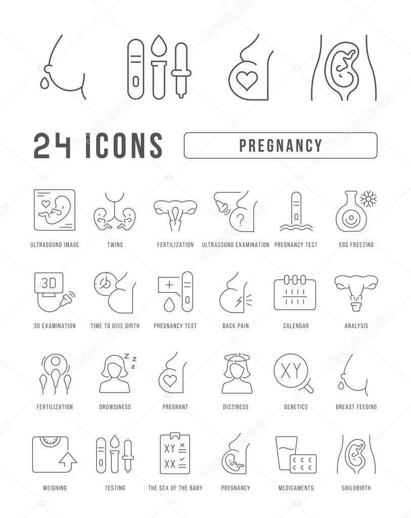 Pregnancy. Collection of perfectly thin icons for web design, app, and the most modern projects. The kit of signs for category Medicine.