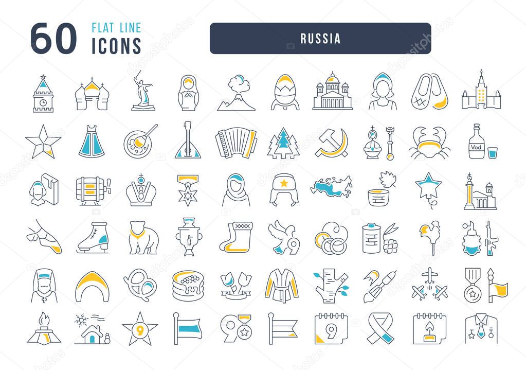 Russia. Collection of perfectly thin icons for web design, app, and the most modern projects. The kit of signs for category Countries and Cities.