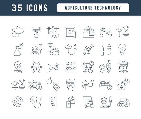 Tecnología Agrícola Colección Iconos Perfectamente Delgados Para Diseño Web Aplicación — Vector de stock