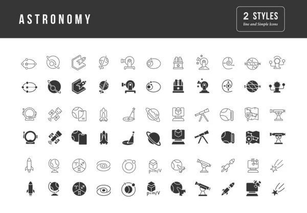 Astronomie Verzameling Van Perfect Eenvoudige Monochrome Iconen Voor Webdesign App — Stockvector