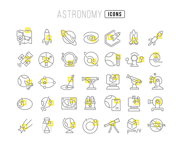 天文学 为网页设计 应用和最现代的项目收集了非常薄的图标 教育类别标志套件 — 图库矢量图片