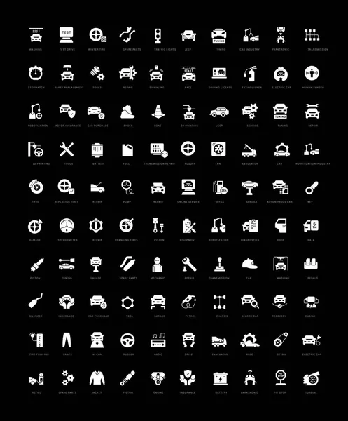 Auto Service Sammlung Vollkommen Einfacher Monochromer Symbole Für Webdesign App — Stockvektor