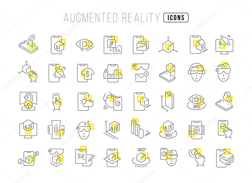 Augmented Reality. Collection of perfectly thin icons for web design, app, and the most modern projects. The kit of signs for category Technology.