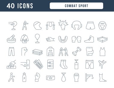 Dövüş sporu. Web tasarımı, uygulama ve en modern projeler için son derece ince simgelerin toplanması. Kategori Spor için işaretler kitiName.