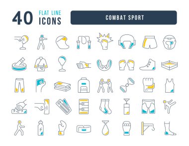 Dövüş sporu. Web tasarımı, uygulama ve en modern projeler için son derece ince simgelerin toplanması. Kategori Spor için işaretler kitiName.