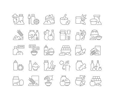 Food Additives. Collection of perfectly thin icons for web design, app, and the most modern projects. The kit of signs for category Food and Drinks.