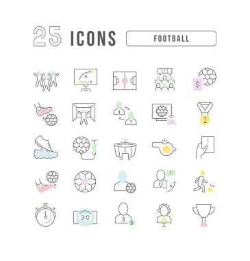 Football. Collection of perfectly thin icons for web design, app, and the most modern projects. The kit of signs for category Sport.