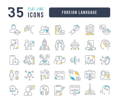 Foreign Language. Collection of perfectly thin icons for web design, app, and the most modern projects. The kit of signs for category Education.
