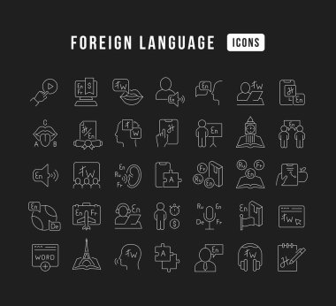 Foreign Language. Collection of perfectly thin icons for web design, app, and the most modern projects. The kit of signs for category Education.
