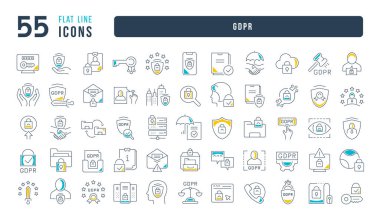 GDPR. Collection of perfectly thin icons for web design, app, and the most modern projects. The kit of signs for category Technology.