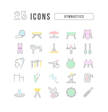 Gymnastics. Collection of perfectly thin icons for web design, app, and the most modern projects. The kit of signs for category Sport.