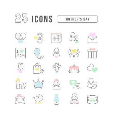 Mother's Day. Collection of perfectly thin icons for web design, app, and the most modern projects. The kit of signs for category Holidays.