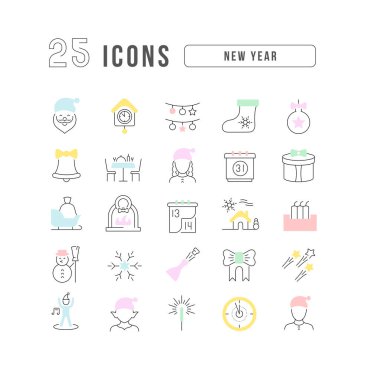 New Year. Collection of perfectly thin icons for web design, app, and the most modern projects. The kit of signs for category Holidays.