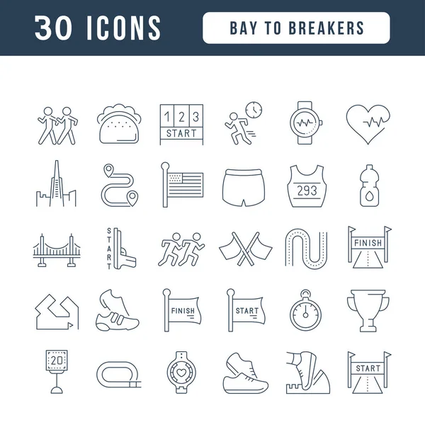 Bay Breakers Collection Perfectly Thin Icons Web Design App Most - Stok Vektor